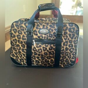 Brighton leopard print wheeled duffle/carry-on